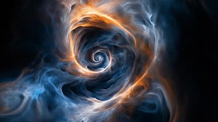 Wall Mural - abstract swirling cloud with blue and orange colors in dark space