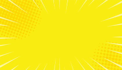 Poster - Abstract yellow comic zoom background. vintage backdrop for comic superhero. halftone dotted print. vector illustration