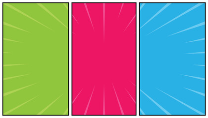 Poster - Comic book page template with rays effects. design frames for title book. comics book magazine cover page