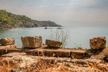 Wall Mural - It is said that the Ancient City of Phaselis was founded by colonists from Rhodes in the 7th century BC on a small peninsula extending into the Mediterranean.