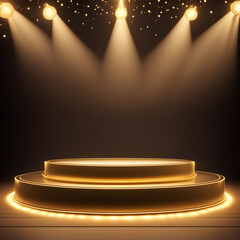 Wall Mural - Stage podium with lighting, Stage Podium Scene with for Award Ceremony on black Background. 