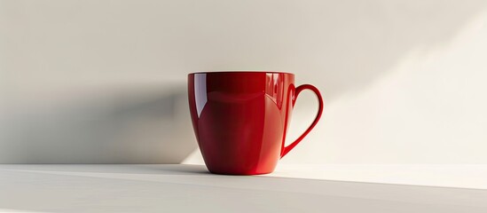 Canvas Print - Dark red ceramic cup or mug against a white backdrop featuring copy space image