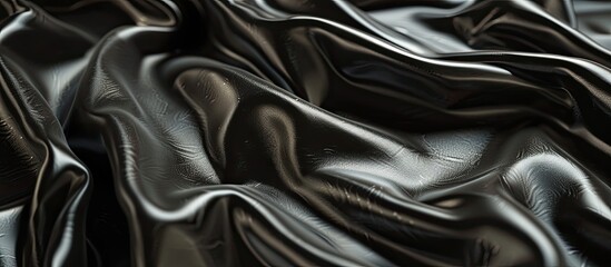 Wall Mural - High end black leather with folded corrugated details for a cow skin textured copy space image