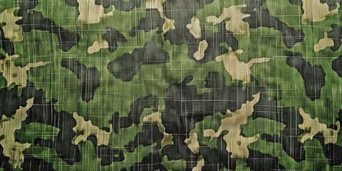 Canvas Print - Retro Green Camouflage Art, Army Green Camo Pattern