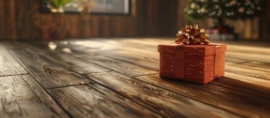 Canvas Print - Wrapping paper background with a gift box allowing for text in the copy space image