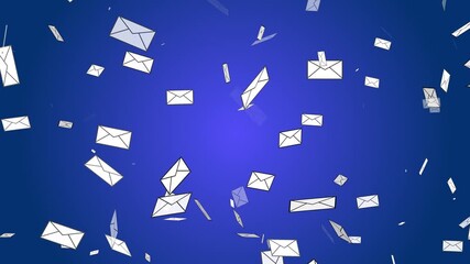 Wall Mural - letter mail postal envelope floating falling disappear 3d animation on gradient background stationar