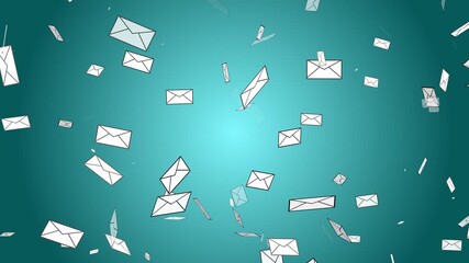Wall Mural - letter mail postal envelope floating falling disappear 3d animation on gradient background stationar
