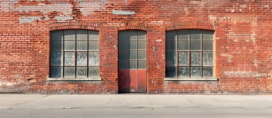 Sticker - Red brick building exterior with available copy space image