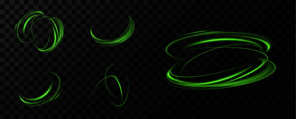Poster - Green neon ring. Glowing circle. Glow effect. Round light frame. abstract light lines of movement and speed. Abstract light lines of movement and speed. light green ellipse.