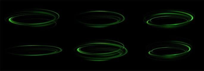 Poster - Green neon ring. Glowing circle. Glow effect. Round light frame. abstract light lines of movement and speed. Abstract light lines of movement and speed. light green ellipse.