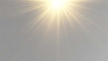 Poster - glowing light explodes on a transparent background. with ray. Transparent shining sun, bright flash. Special lens flare light effect.