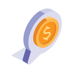 Wall Mural - Dollar coin inside chat bubble depicting concept isometric icon of business chat, money talk vector design