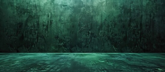 Wide banner background featuring textured green paper or concrete wall with copy space image enhanced by green velvet and lighting for an abstract dark green backdrop