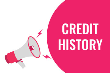 credit history button, banner, label, template for website. credit history text with colorful megaphone icon
