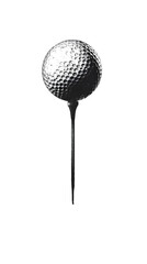 Poster - golf ball on a peg in the grass, vector black mohochrome silhouette on the white background