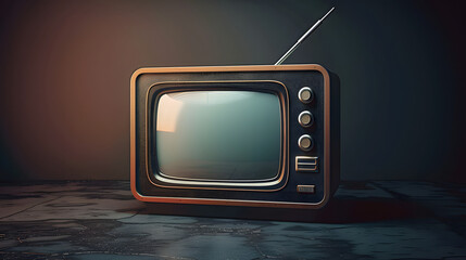 Sticker - Retro-style black vintage television set with rounded corners and bulky design, with a subtle screen glow, set against a dark background, evoking nostalgia.