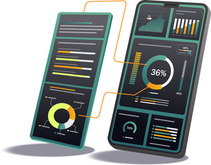 Wall Mural - Business analyst dashboard from a mobile app development, featuring data visualization and analytics tools