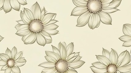 Aufkleber - This delicate pattern of large white flowers on a soft neutral background.