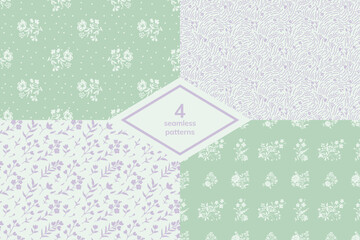 Wall Mural - Seamless floral patterns vector set