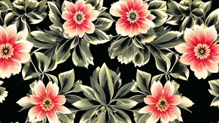 Wall Mural - This colorful arrangement of flowers in various sizes on a dark backdrop.