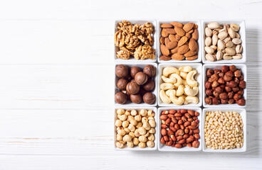 Canvas Print - Mix of nuts in bowl . Food background