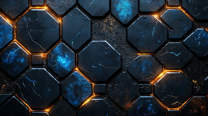 Wall Mural - blue hexagon background