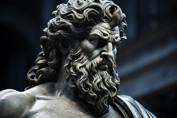 Canvas Print - Generated with AI image of statue of an ancient god greek or roman hero