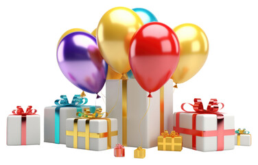 Poster - PNG Balloon party gift box.