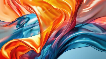 Wall Mural - 3d rendered abstract iridescent wavy background. Cover layout material design template.