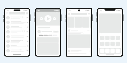 Smartphone UI UX mobile app on different phone, Application interface screen, User interface mobile version in flat design.