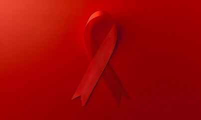 Sticker - red ribbon hiv world aids day awareness ribbon and the text on red background healthcare and medicine