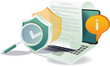 © Harumana - Security Essentials antivirus software logo with shield icon, protecting email, documents, and information