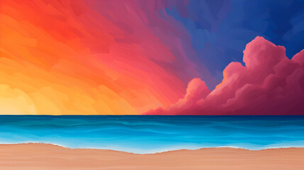 Wall Mural - Vibrant Sunset Over Beach - Perfect for Summer Travel Posters