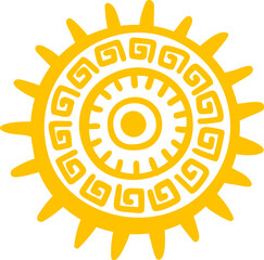 Aztec or Mayan totem symbol of sun, Maya and Inca ancient tribal vector icon. Mexican culture and art of native Mayan and ethnic Aztec totem symbol of sacred sun for tribal tattoo ornament