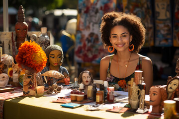 Picture of a outdoor summer fair with diverse people generative AI