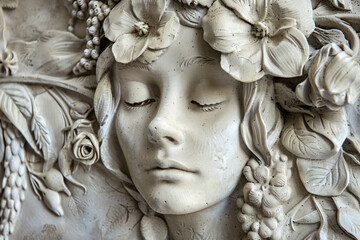 AI generated illustration bas-relief gypsum beautiful picture