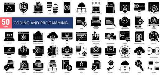 50 icon set coding and progamming