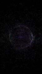 Wall Mural - Abstract ball with dots particles floating on black background. Light energy sphere. Magic spell. Holographic materialization. 4k vertical animation. Phone wallpaper