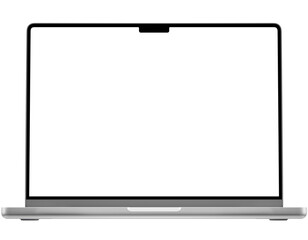 Wall Mural - front view mockup template of silver laptop similar to macbook without background.