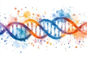 Wall Mural - an image of a modern dna structure in a microscope with neon colors