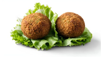 Wall Mural - Two pieces of falafel isolated on white.