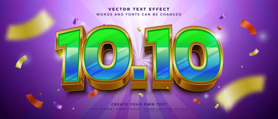 Wall Mural - golden 3d rendered numbers 10.10 text effect, vector graphic style