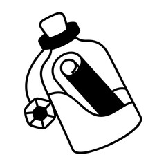 Canvas Print - Message bottle icon designed in glyph style 