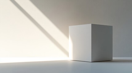 Wall Mural - studio setting featuring a 3d box mockup with natural light creating subtle highlights and shadows o