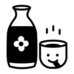 Sticker - A glyph style icon of sake 