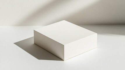 Wall Mural - high angle studio shot of a 3d box mockup with soft natural light and a white background creating a 