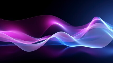 Sticker - Dark abstract background with a glowing abstract waves abstract smoke background.