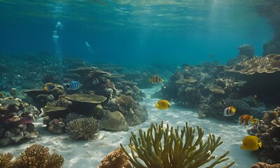 unusual magical mystical paradoxical underwater view behind glass