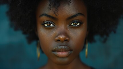 Wall Mural - A picture of a black woman with a serious expression on his face 