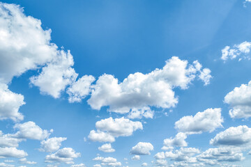 Wall Mural - beautiful blue sky and white cumulus clouds abstract background. cloudscape background. blue sky and